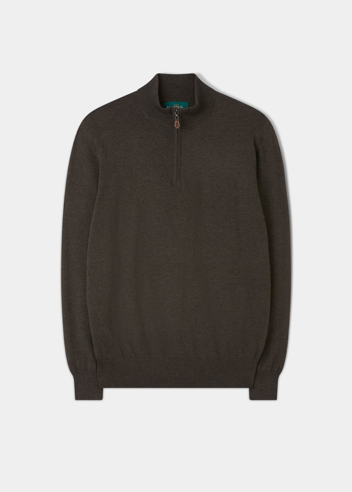 Ashfield 1/4 Zip Cotton Merino Jumper In Seaweed