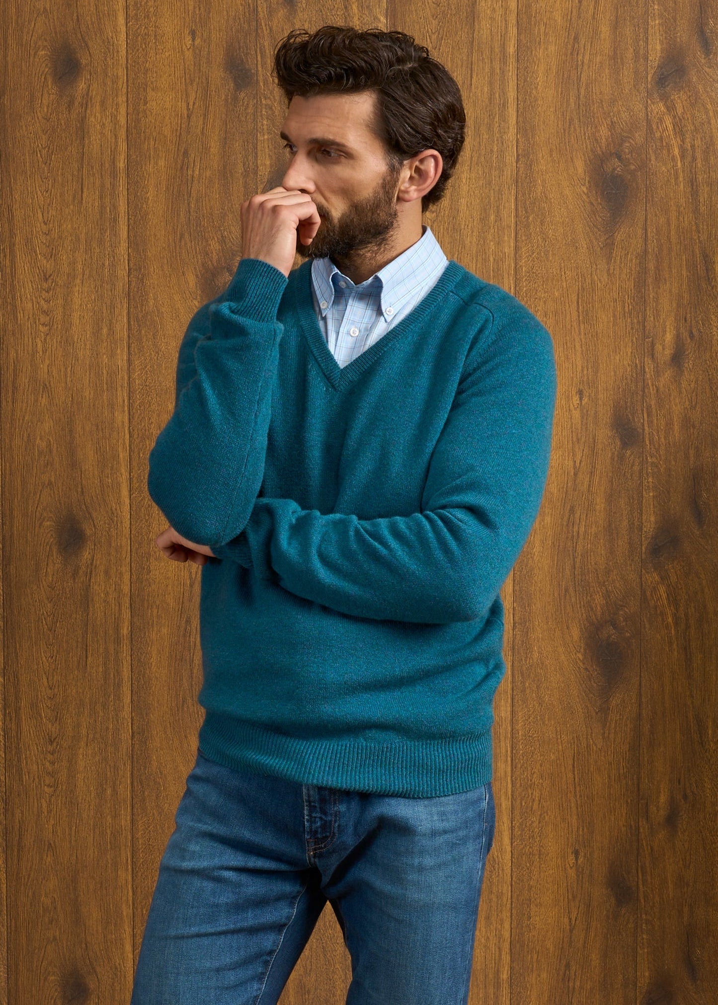 Hampshire Lambswool Jumper in Grecian Sea